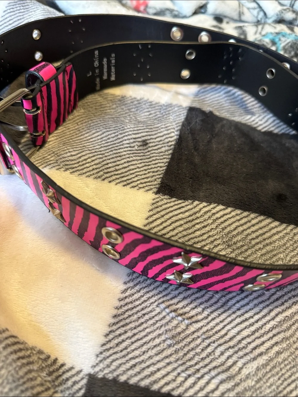 Girls Unbranded Pink Zebra Stripe Studded Belt